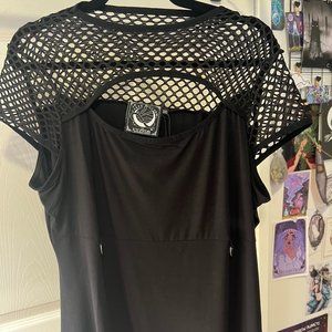 Killstar Black Mesh Cap Sleeve Ramona Top, 3XL